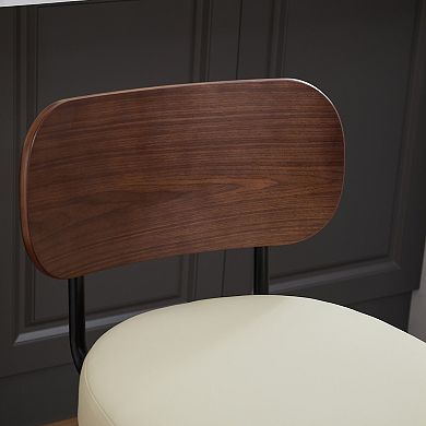 Set of 2 Faux Leather Swivel Bar Stools with Bentwood Legs