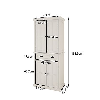 71" Tall Storage Cabinet With Drawer, 4 Doors and Adjustable Shelves