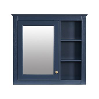 Bathroom Medicine Cabinet with Mirror and 3 Open Shelves, Wall-Mounted