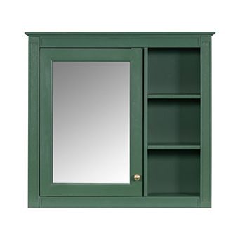 Bathroom Medicine Cabinet with Mirror and 3 Open Shelves, Wall-Mounted