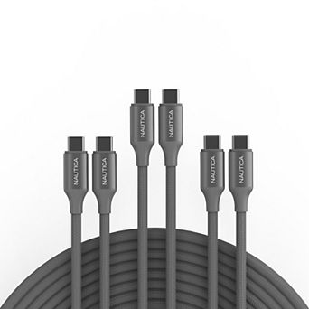 Nautica Turan CB530 4ft USB C to USB C Cable 60W PD Fast Charging for iPhone 17/16, Samsung - 3 Pack