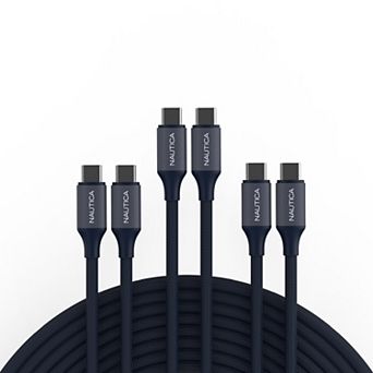 Nautica Turan CB530 4ft USB C to USB C Cable 60W PD Fast Charging for iPhone 17/16, Samsung - 3 Pack