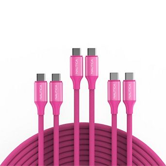 Nautica Turan CB530 4ft USB C to USB C Cable 60W PD Fast Charging for iPhone 17/16, Samsung - 3 Pack