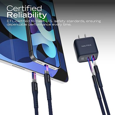 Nautica CH130 30W Fast Wall Charger, USB C PD & USB A QC 3.0 Dual Port for iPhone Android