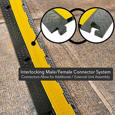 Pyle Cable Protector Cover Ramp Track - 5-Channel Safety Concealment - Marine Grade Waterproof