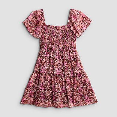 Juniors' Rewind Smocked Flutter Sleeve Skater Dress