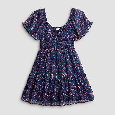 Juniors' Rewind V-Neck Flutter Sleeve Skater Dress