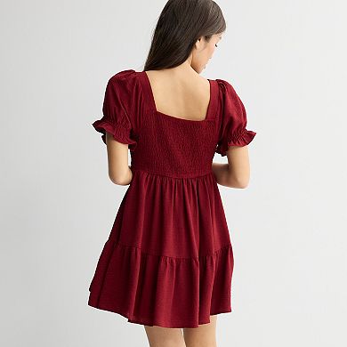 Juniors' Mary & Mo Tonal Embroidered Dress