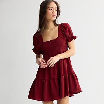 Juniors' Mary & Mo Tonal Embroidered Dress