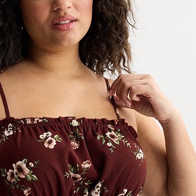 Juniors' Plus Size Mary & Mo Rosette Strappy Dress