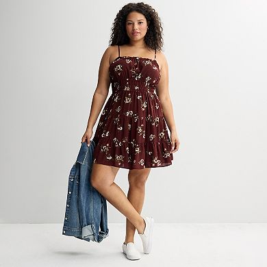 Juniors' Plus Size Mary & Mo Rosette Strappy Dress
