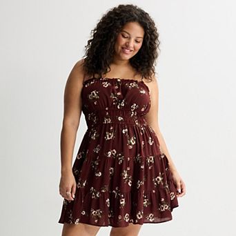 Juniors' Plus Size Mary & Mo Rosette Strappy Dress