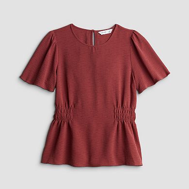 Women's Nine West Cinched Flutter Sleeve Blouse