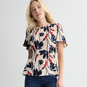 Women's Nine West Cinched Flutter Sleeve Blouse