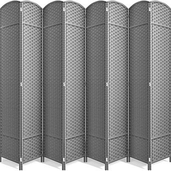 Sorbus Extra Wide Double Hinged 8 Panels Partition Room Dividers - Mesh Hand-Woven Design