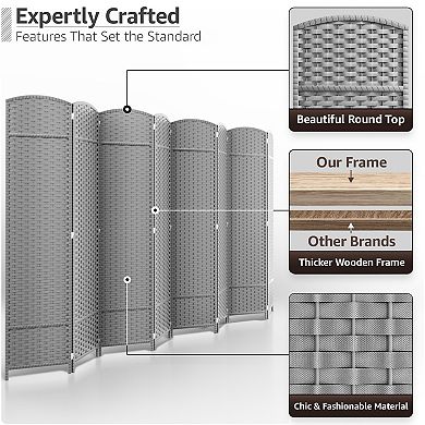 Sorbus Extra Wide Double Hinged 8 Panels Partition Room Dividers - Mesh Hand-Woven Design