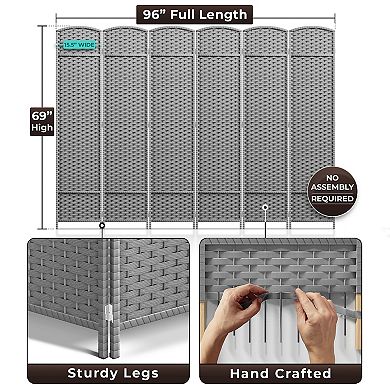 Sorbus 6 Panel Room Divider Panel - Extra Wide Double Hinged Panels - Folding Privacy Screens