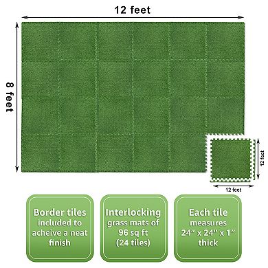Sorbus 24 Piece 24 x 24 in. Interlocking Floor Mat Grass (96 Sq Ft area)
