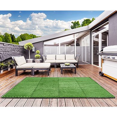 Sorbus 24 Piece 24 x 24 in. Interlocking Floor Mat Grass (96 Sq Ft area)