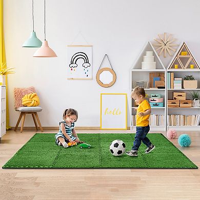 Sorbus 24 Piece 24 x 24 in. Interlocking Floor Mat Grass (96 Sq Ft area)