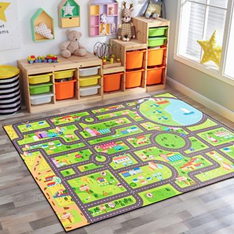 Sorbus 60"x79" City Roads Themed Washable Rug for Kids - For playrooms, classrooms, and bedrooms