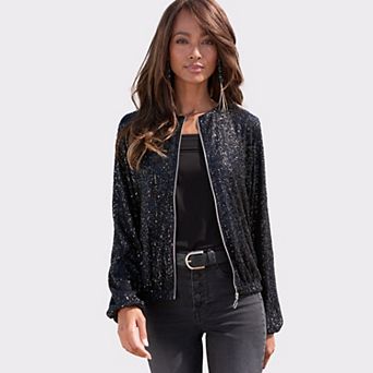 Lascana Women's Sequin Bomber Jacket