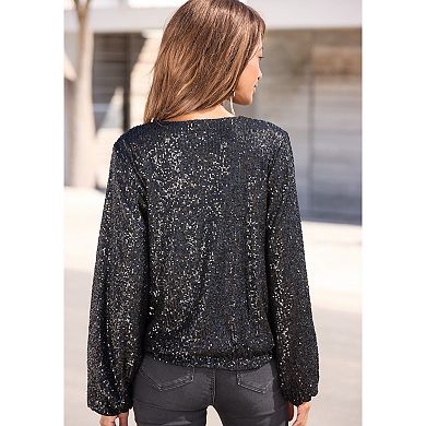 Lascana Women's Sequin Bomber Jacket