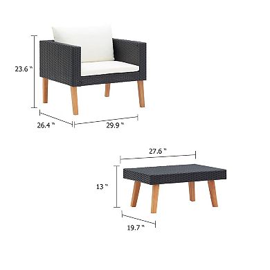 Keina Garden Furniture Set, 2 Chairs and Table, Poly Rattan