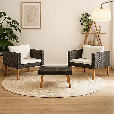 Keina Garden Furniture Set, 2 Chairs and Table, Poly Rattan