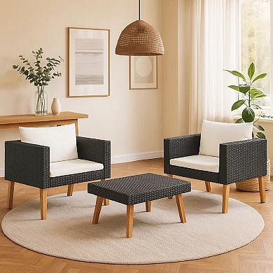 Keina Garden Furniture Set, 2 Chairs and Table, Poly Rattan