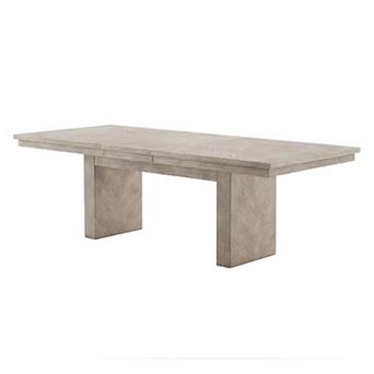 Hagy Dining Table, 76-94 Inch Extendable Top, Natural Brown Panel Legs