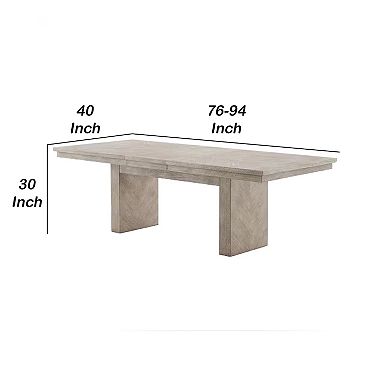 Hagy Dining Table, 76-94 Inch Extendable Top, Natural Brown Panel Legs