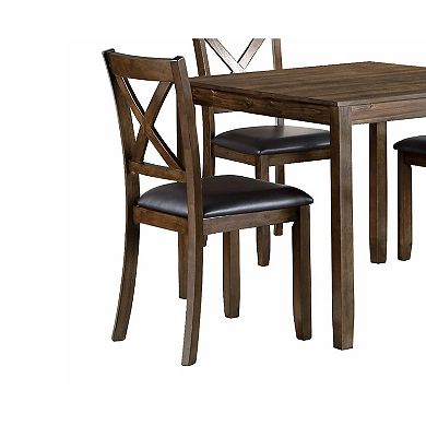 Gimi 5pc Dining Table Set, 4 X Back Faux Leather Chairs, Charcoal Brown