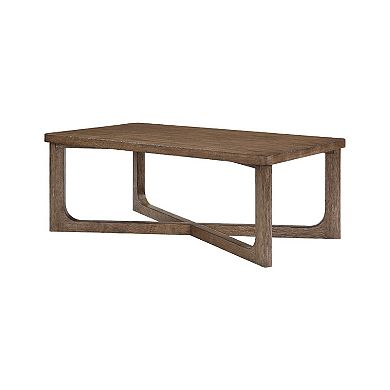 Bly Coffee Table, 48 Inch Rectangle Top, X-Base Design, Light Brown
