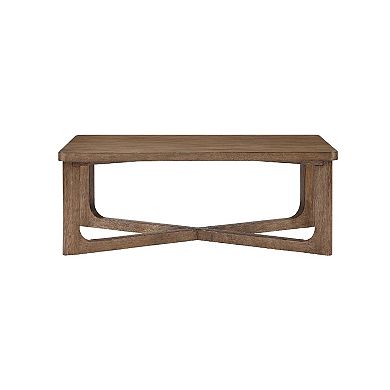 Bly Coffee Table, 48 Inch Rectangle Top, X-Base Design, Light Brown