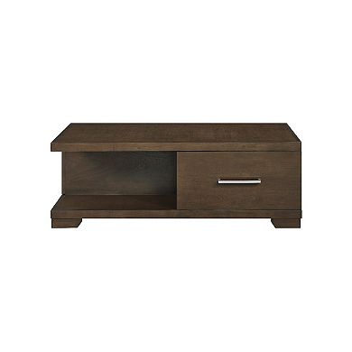 Duny Coffee Table with Open Shelf, 50 Inch, 1 Door, Espresso Brown