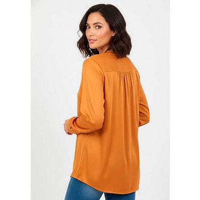 Roaman's Women's Plus Size Georgette Roll-Tab Utility Shirt