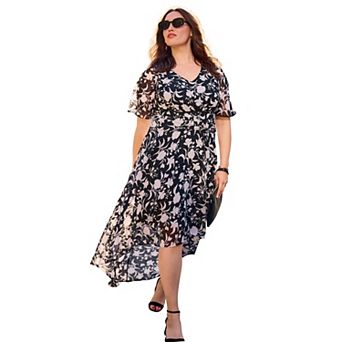 Avenue Women's Plus Size High-Low Midi Dress