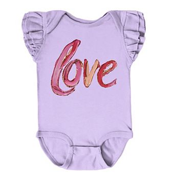 Love Cursive Paint - Baby Flutter Sleeve Bodysuit