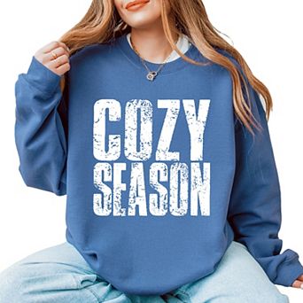 Cozy Season Block Distressed White - Women's Graphic Sweatshirt