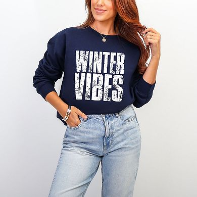 Winter Vibes Block Distressed - Women's Graphic Sweatshirt