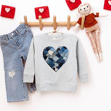 Demin Heart Print - Toddler Graphic Sweatshirt