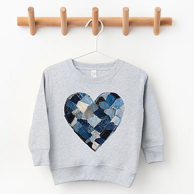 Demin Heart Print - Toddler Graphic Sweatshirt