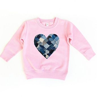 Demin Heart Print - Toddler Graphic Sweatshirt