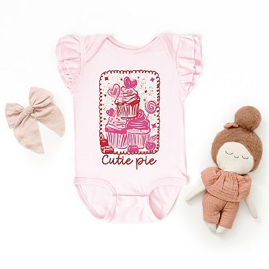 Cutie Pie Cupcakes Frame - Baby Flutter Sleeve Bodysuit