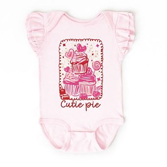 Cutie Pie Cupcakes Frame - Baby Flutter Sleeve Bodysuit