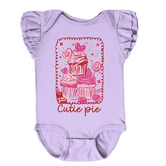 Cutie Pie Cupcakes Frame - Baby Flutter Sleeve Bodysuit