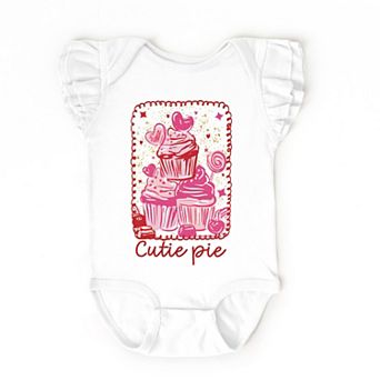 Cutie Pie Cupcakes Frame - Baby Flutter Sleeve Bodysuit