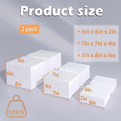 White Acrylic Buffet Risers, 6-Piece Nesting Display Stand with Hollow Bottoms for Food & Dessert