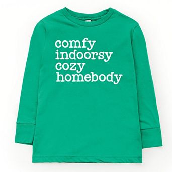 Comfy Indoorsy Cozy Homebody - Youth Long Sleeve Graphic T-Shirt
